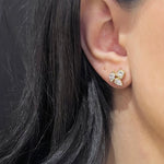 Load image into Gallery viewer, MULTISHAPE DIAMOND CLUSTER YELLOW GOLD EARRINGS
