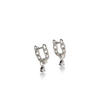 Load image into Gallery viewer, WHITE GOLD TRAILBLAZER EARRINGS WITH PEAR DIAMOND CHARMS
