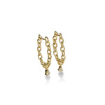 Load image into Gallery viewer, YELLOW GOLD LARGE TRAILBLAZER HOOPS WITH PEAR DIAMOND CHARM
