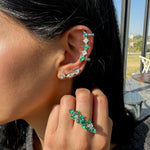 Load image into Gallery viewer, EMERALD &amp; DIAMOND EARCUFF

