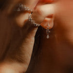Load image into Gallery viewer, WHITE GOLD TRAILBLAZER EARRINGS WITH PEAR DIAMOND CHARMS
