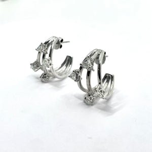 WHITE GOLD TRIPLE REFINED HOOPS