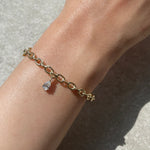 Load image into Gallery viewer, YELLOW GOLD TRAILBLAZER BANGLE WITH PEAR DIAMOND CHARM
