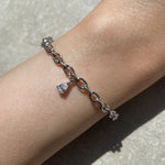 Load image into Gallery viewer, WHITE GOLD TRAILBLAZER BANGLE WITH PEAR DIAMOND CHARM
