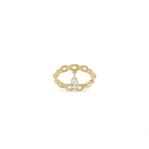 YELLOW GOLD TRAILBLAZER RING WITH PEAR DIAMOND